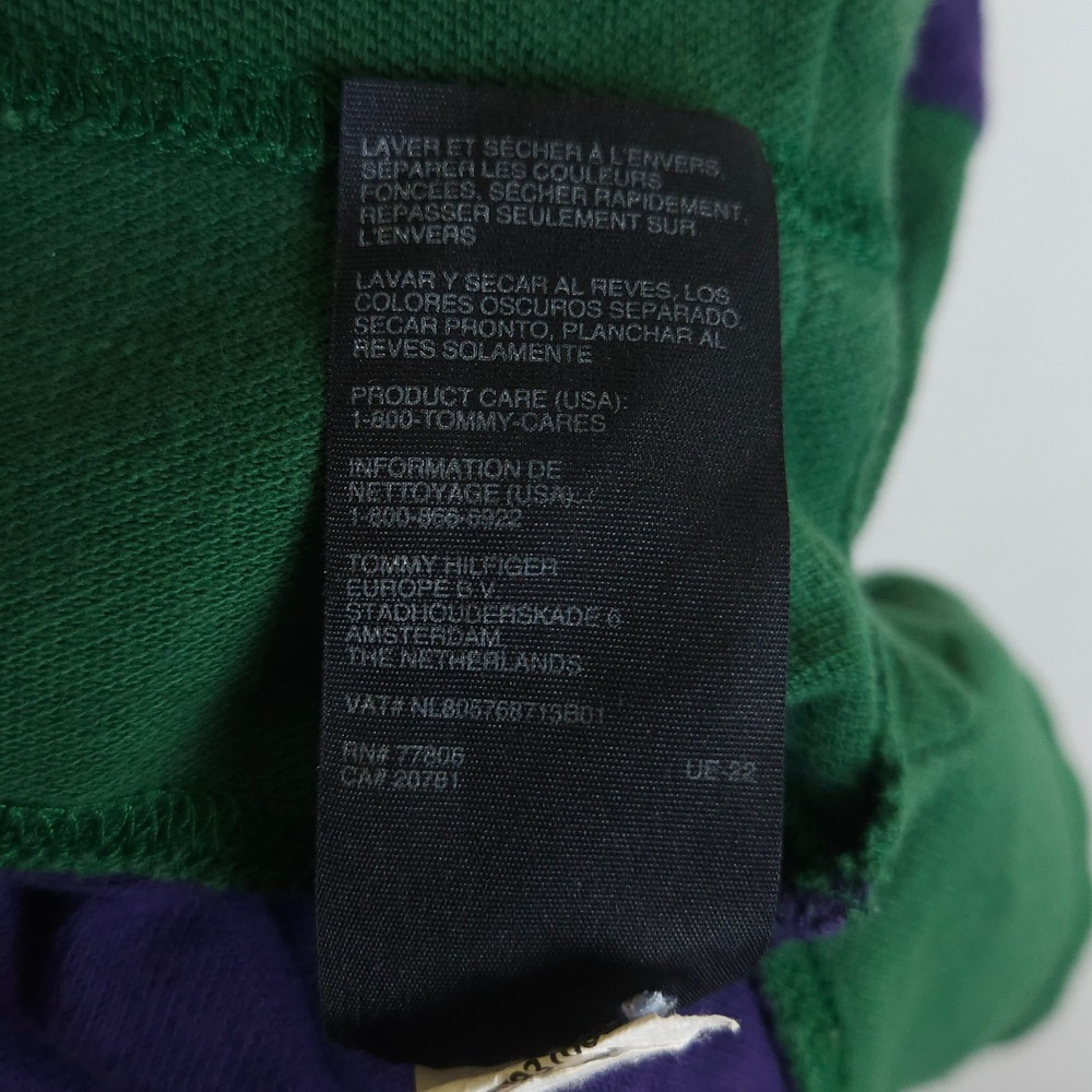 Tommy Hilfiger Rugby Polo Shirt Men's XL Slim Fit Green Purple Big Crest Logo - Picture 8 of 15
